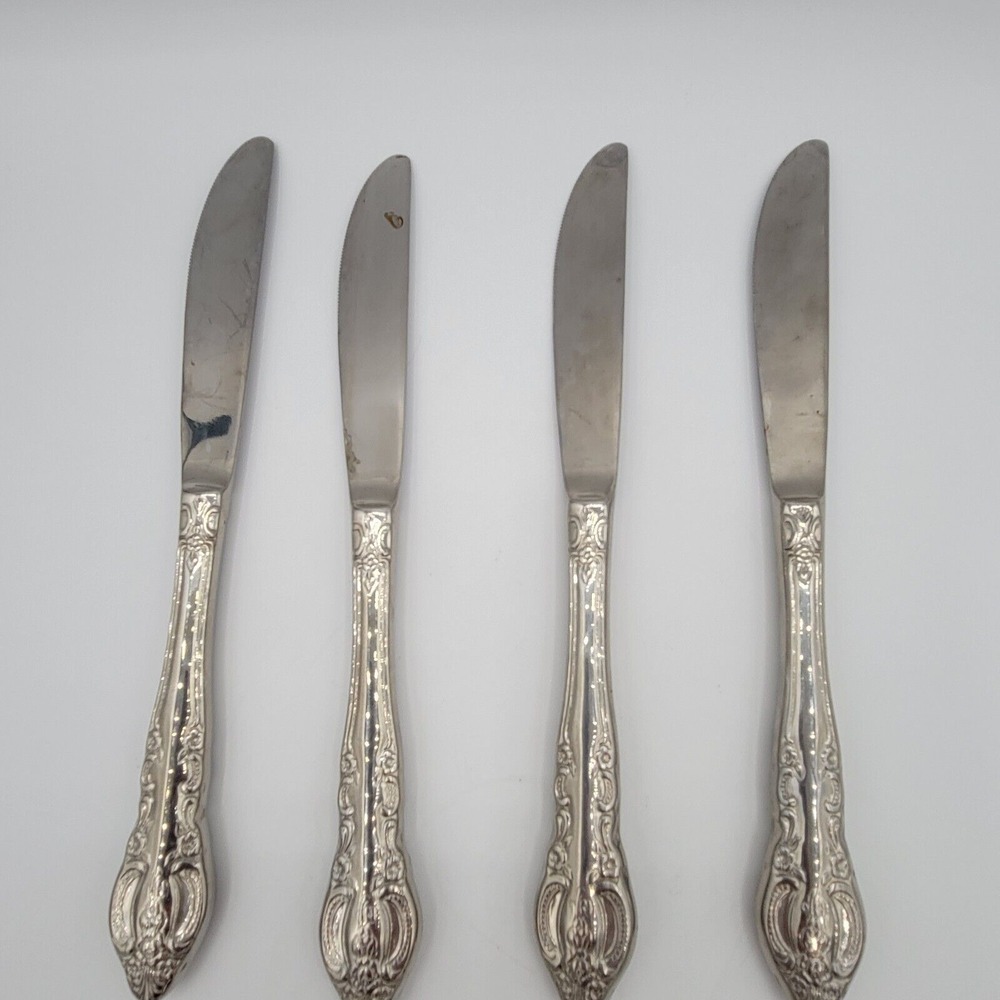 Baroque By‎ Estia Four Dinner Knives 18/8 Stainless Korea Flatware Replacement
